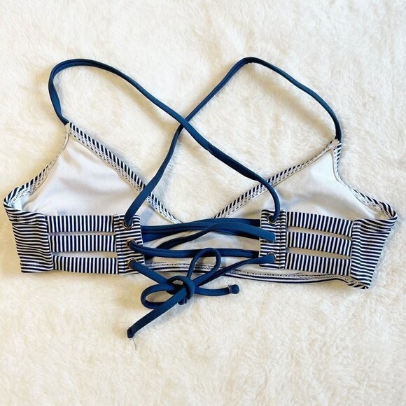 Xhilaration Blue and White Striped Bikini Top - Small - Picture 2 of 4